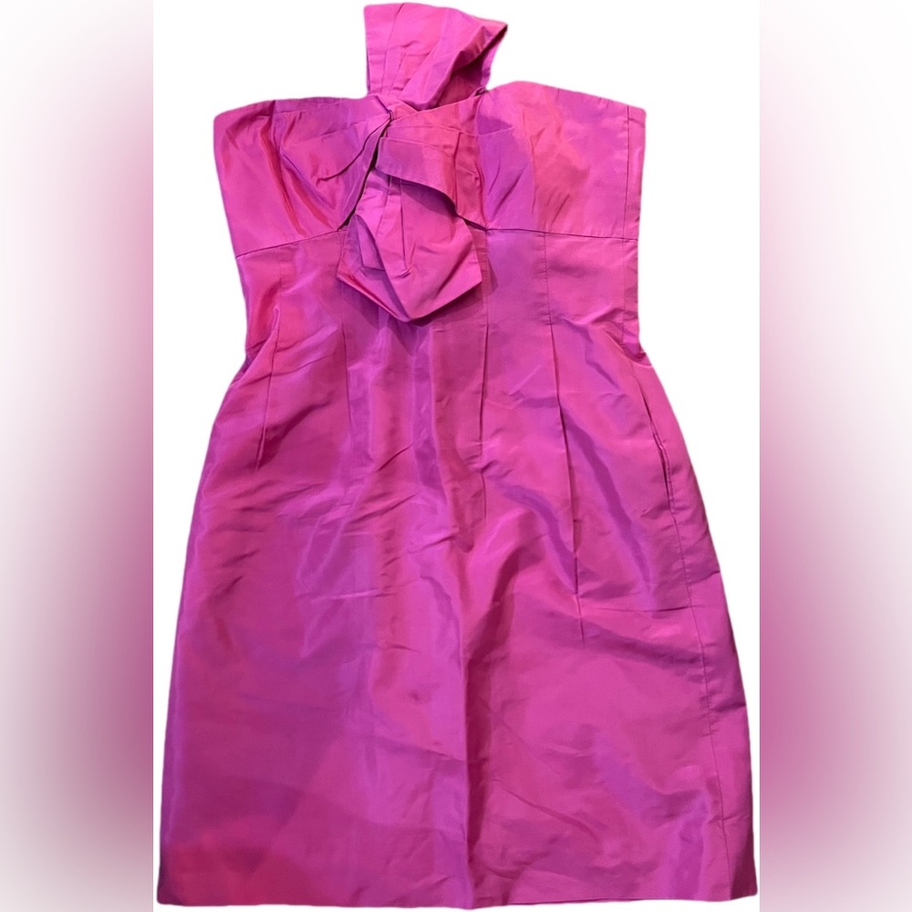J. Crew Formal Cocktail Bow Pink Strapless Mini Dress Size 2